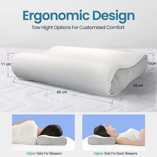 Memory Foam Pillow for Neck and Shoulder Pain | Orthopedic Pillow Support for Better Sleep | Ergonomic Cervical Contour anti Snore Pillows for Front, Back, and Side Sleepers